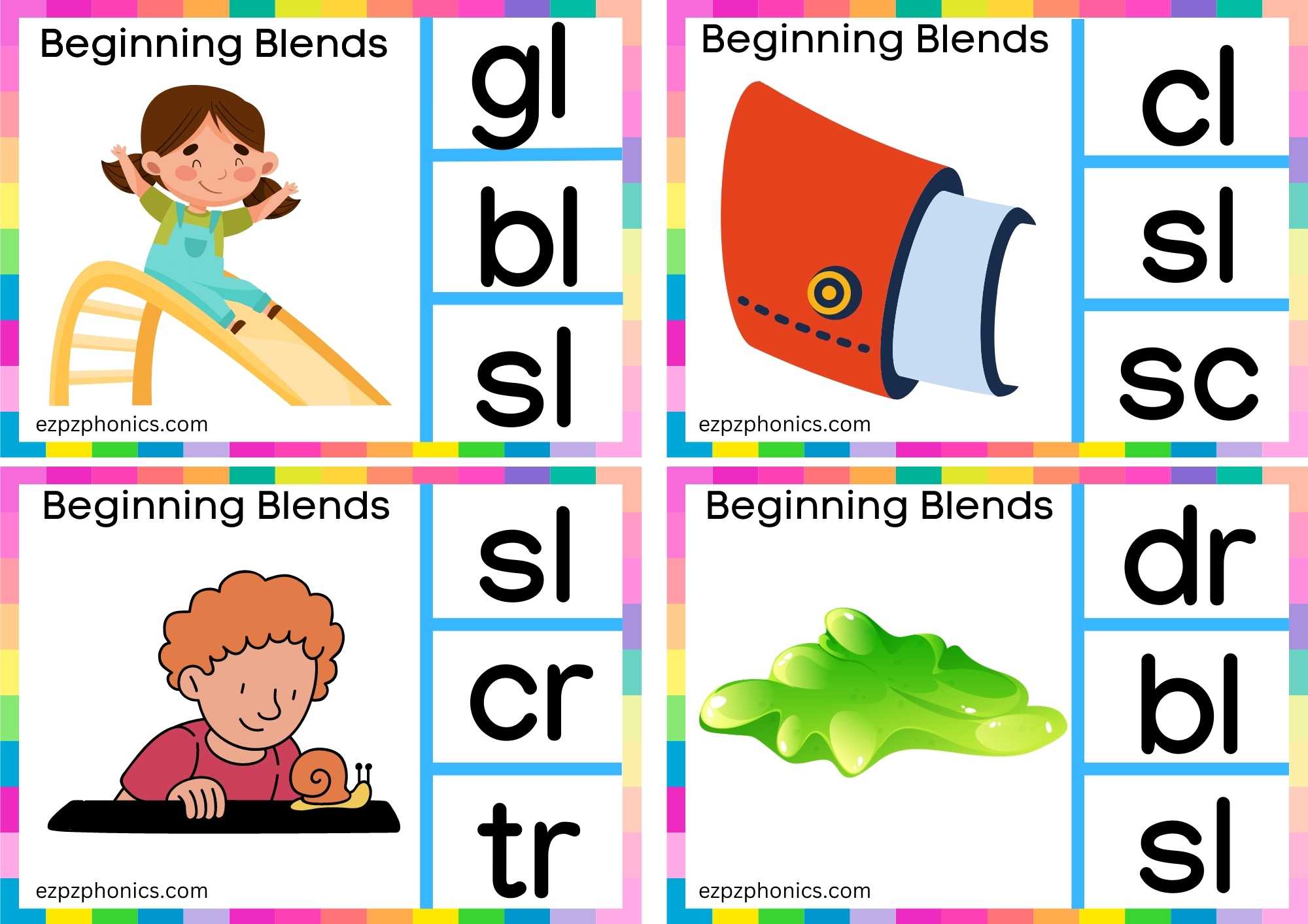 SL Beginning Blends Clip Cards Look At The Images And Clip The Correct Letters Set 2